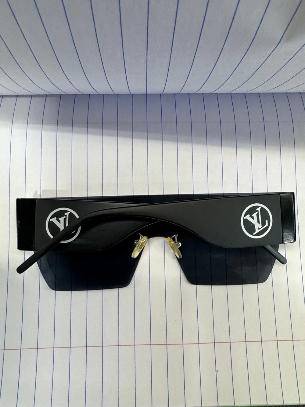 Louis Vuitton Black Shield Sunglass Visor with White Script